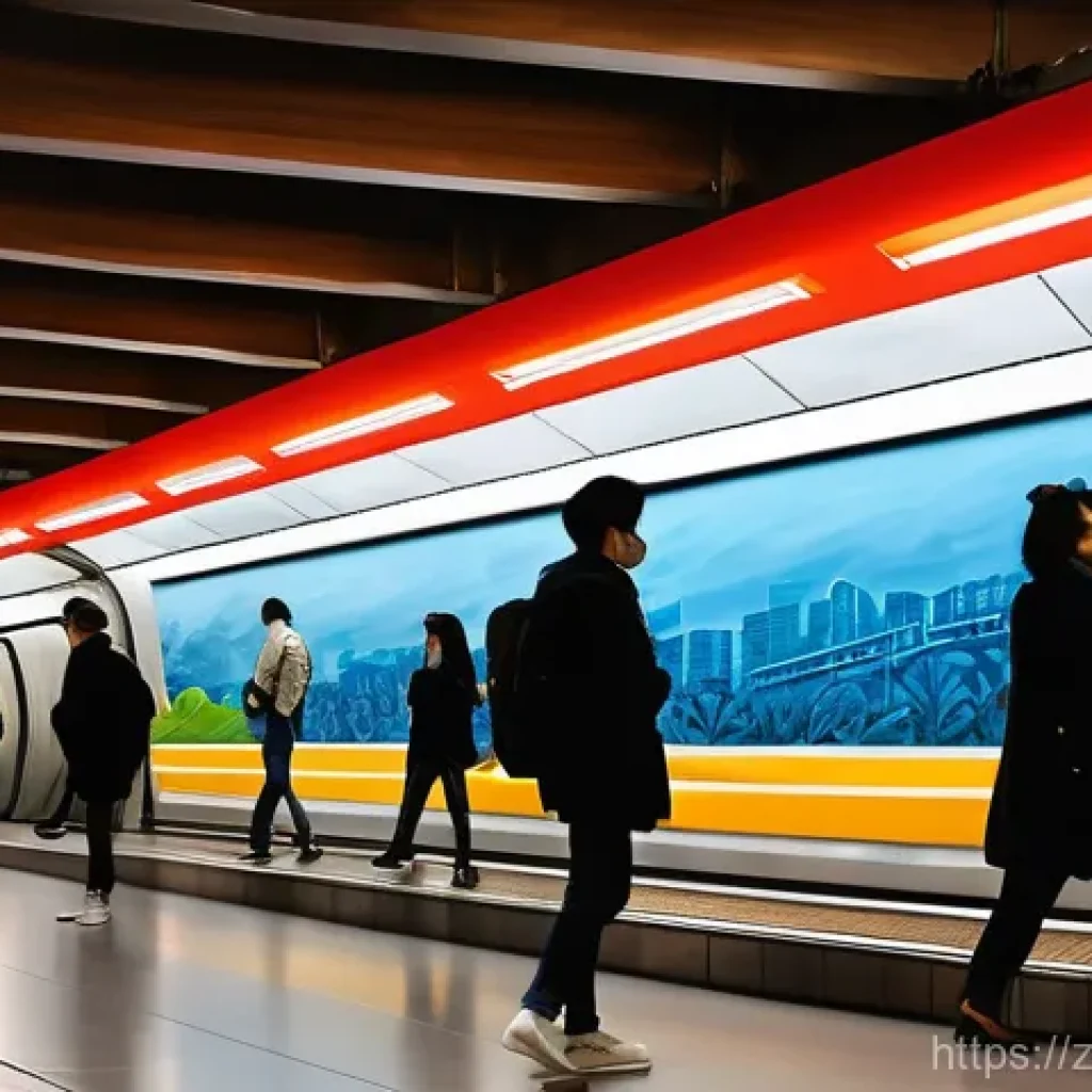 지하철 아트와 기능적 디자인 - 지하 공간의 예술적 경이로움 (Artistic Wonder in an Underground Space)**

A vibrant, hyperrealistic image of a mo...