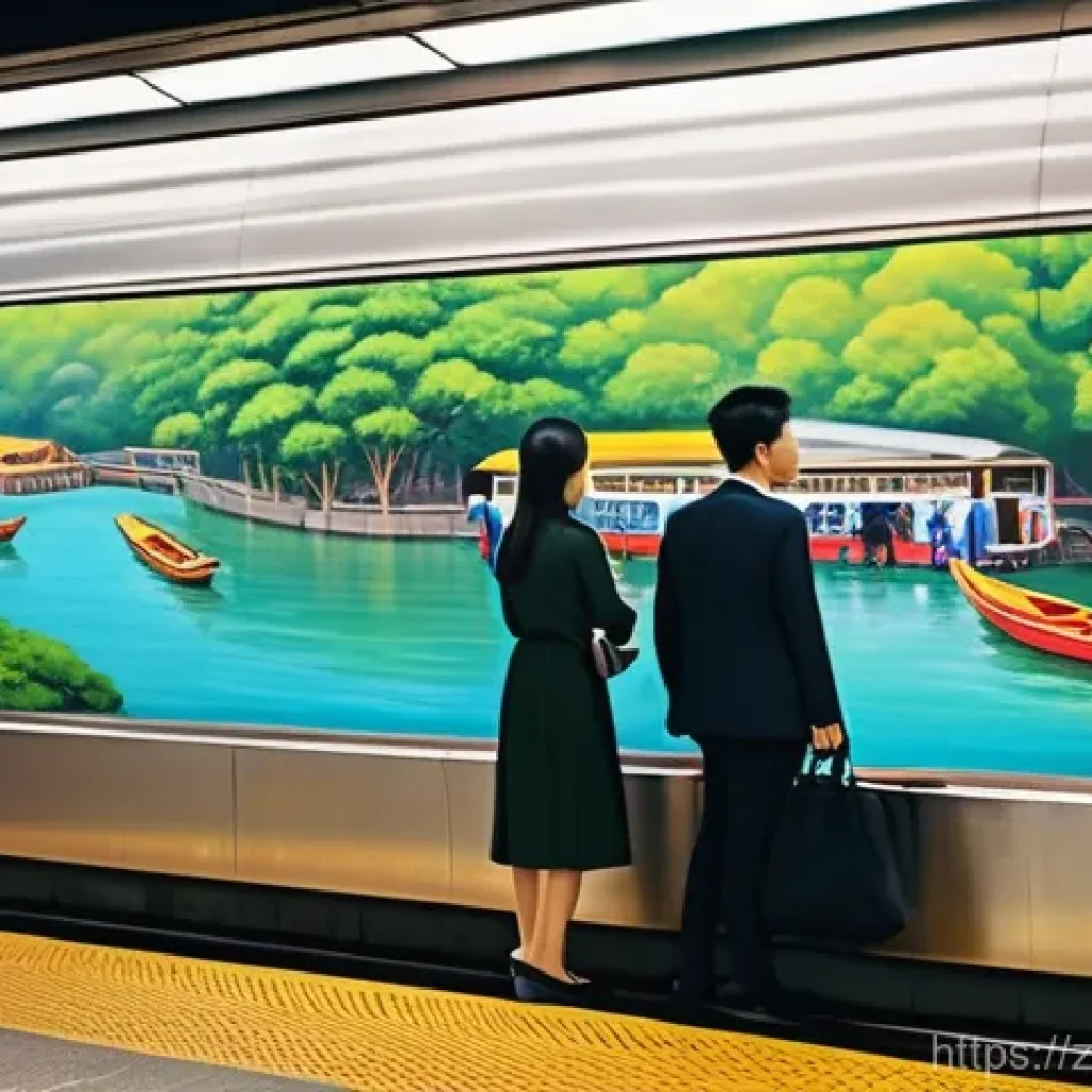 지하철 아트와 시민의식 - **Prompt 1: Art Therapy in Guangzhou Metro**
    A realistic, vibrant image of a bustling Guangzhou ...