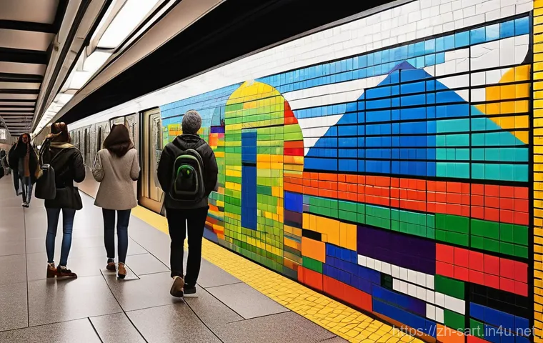 지하철 아트의 역사 - A wide-angle shot inside the Stockholm T-Centralen subway station. The station walls are composed of...