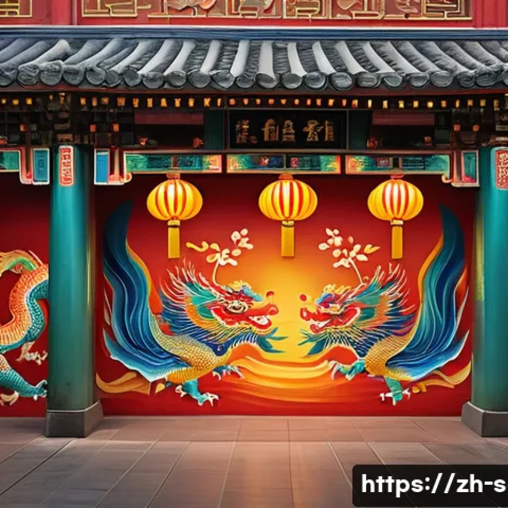 지하철 아트의 창의적 접근 - A vibrant subway station wall mural blending traditional Chinese festival scenes with modern artisti...
