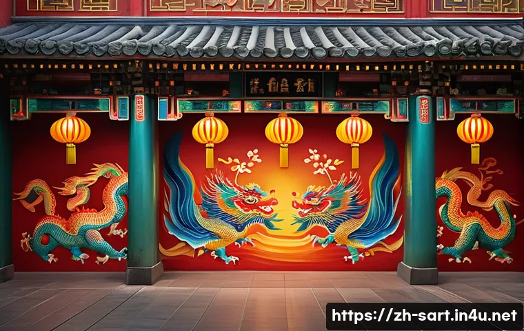 지하철 아트의 창의적 접근 - A vibrant subway station wall mural blending traditional Chinese festival scenes with modern artisti...
